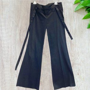 VINTAGE ZINC -- 1980s Black Pant, Extra Wide Leg, Belt Tie and Side Zip